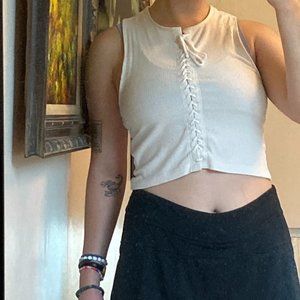 Tie-Front White Tank